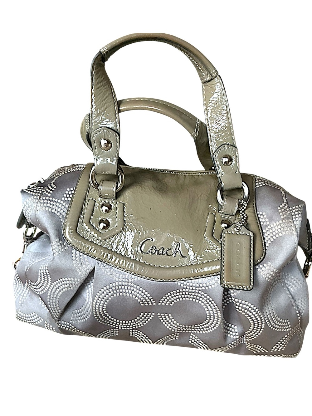 Coach Women’s Silver & Taupe Signature Satchel